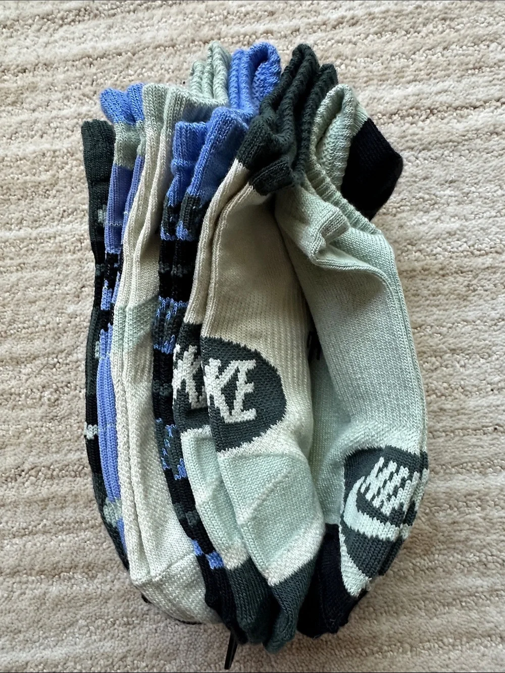 NWT 6 Pack of Nike Everyday Lightweight Training No-Show Socks Drifit Green Blu